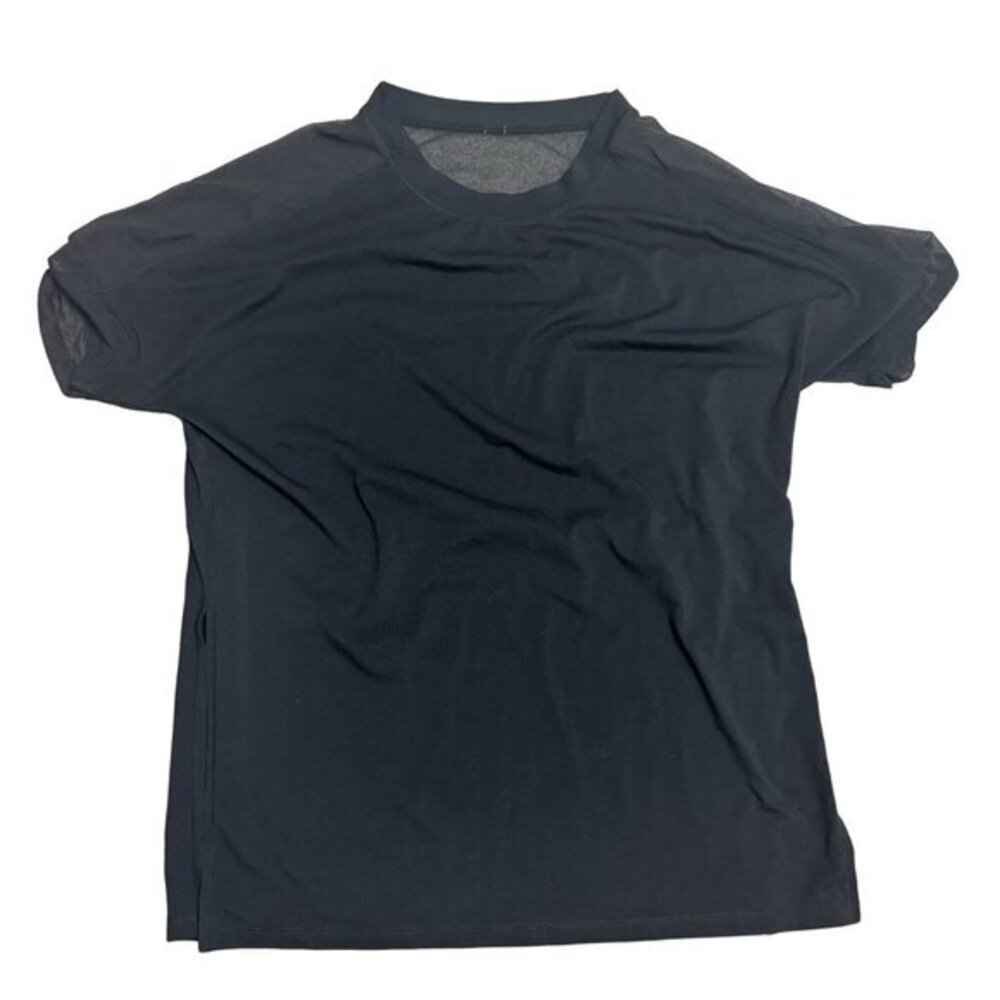 Athleta Women's Size Large Black Silk‎ Hybrid Tee Short Sleeve Lightweight